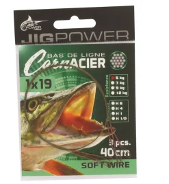 JIG POWER BAS DE LIGNE ACIER BOUCLE 19 B 40CM