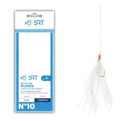 SRT BAS DE LIGNE MER PLUMES BLANCHES 5 HAMECONS