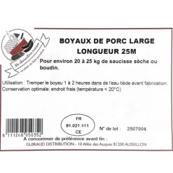 MA CHARCUTERIE MAISON BOYAUX DE PORC LARGE 25M