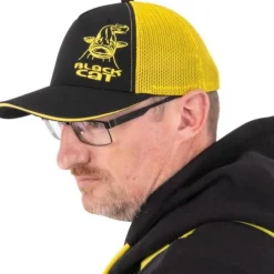 BLACK CAT CASQUETTE TRUCKER CAP NOIRE ET JAUNE