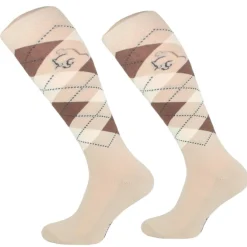 Femme TERZEO CAVALIERS CHAUSSETTES A CARREAUX BEIGES