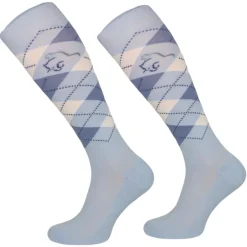 Femme TERZEO CAVALIERS CHAUSSETTES A CARREAUX BLEU CLAIR