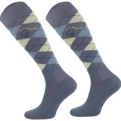Femme TERZEO CAVALIERS CHAUSSETTES A CARREAUX BLEUES JEANS