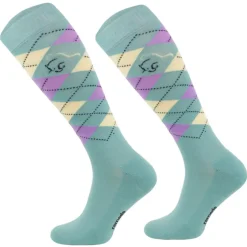 Femme TERZEO CAVALIERS CHAUSSETTES A CARREAUX TURQUOISES