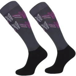 Femme TERZEO CAVALIERS CHAUSSETTES DESIGN TÊTES DE CHEVAUX GRISES
