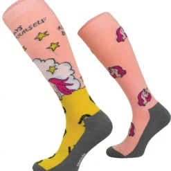 Femme TERZEO CAVALIERS CHAUSSETTES FUN DESIGN LICORNE ROSE