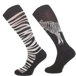 Femme TERZEO CAVALIERS CHAUSSETTES FUN DESIGN ZEBRE