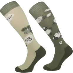 Femme TERZEO CAVALIERS CHAUSSETTES FUN KAKI DESIGN MOUTON