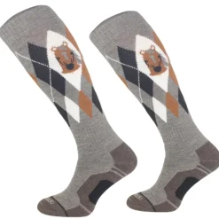 Femme TERZEO CAVALIERS CHAUSSETTES HIVER DESIGN CHEVAL GRISES