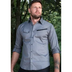 Homme LMA CHEMISE STRETCH GEOMETRE GRIS