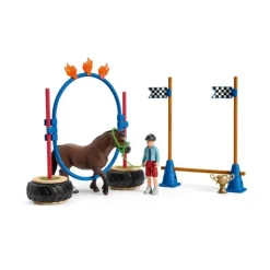 Enfant SCHLEICH COFFRET COURSE DAGILITY POUR PONEY
