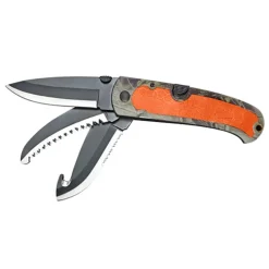 COUTEAUX 3 LAMES MANCHE CAMO/ORANGE