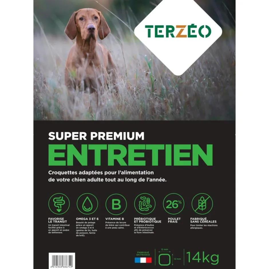 TERZEO VOS ANIMAUX CROQUETTE SUPER PREMIUM ENTRETIEN 14KG