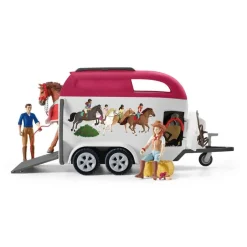 Enfant SCHLEICH GRAND VOYAGE ÉQUESTRE EN VOITURE ET REMORQUE