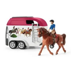 Enfant SCHLEICH GRAND VOYAGE ÉQUESTRE EN VOITURE ET REMORQUE