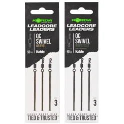 KORDA KABLE LEADECORE LEADER QC RING SWIVELS 50CM X 3