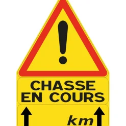 TERZEO VOS ANIMAUX PANNEAU TRIANGLE SIGNALISATION CHASSE EN COURS