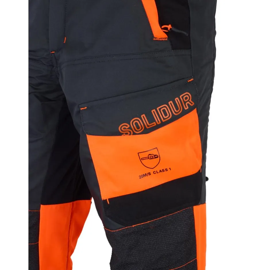 Homme SOLIDUR PANTALON DE TRAVAIL SCIE A CHAINE COMFY GRIS CL1