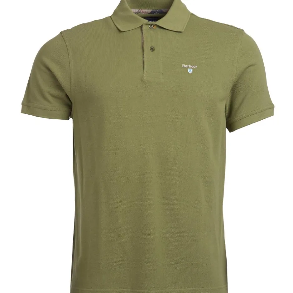 Homme BARBOUR POLO PIQUE TARTAN BURNT OLIVE