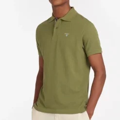 Homme BARBOUR POLO PIQUE TARTAN BURNT OLIVE