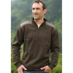 Homme LMA PULL COL ZIP ARIZONA MARRON