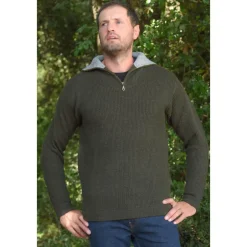 Homme KALAHARI PULL COL ZIP CAMIONNEUR KAKI