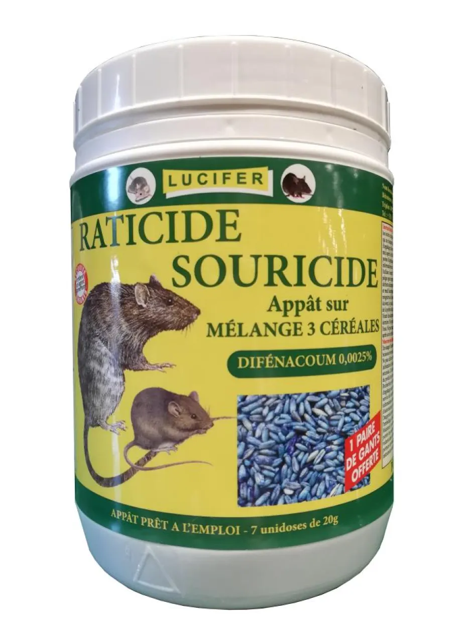 LUCIFER RATICIDE SOURICIDE 3 CÉRÉALES 7X20G