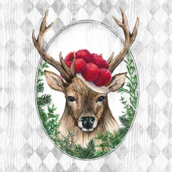 AMBIENTE SERVIETTE CERF DANS CADRE