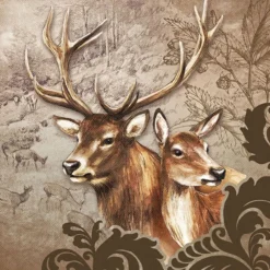 AMBIENTE SERVIETTE COUPLE CERF BICHE