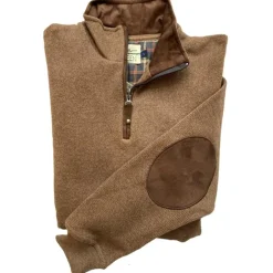 Homme LOVER GREEN SWEAT COL ZIP COUDIERE CAMEL