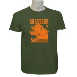 Homme BARTAVEL TEE SHIRT CHASSEUR DE SANGLIER KAKI