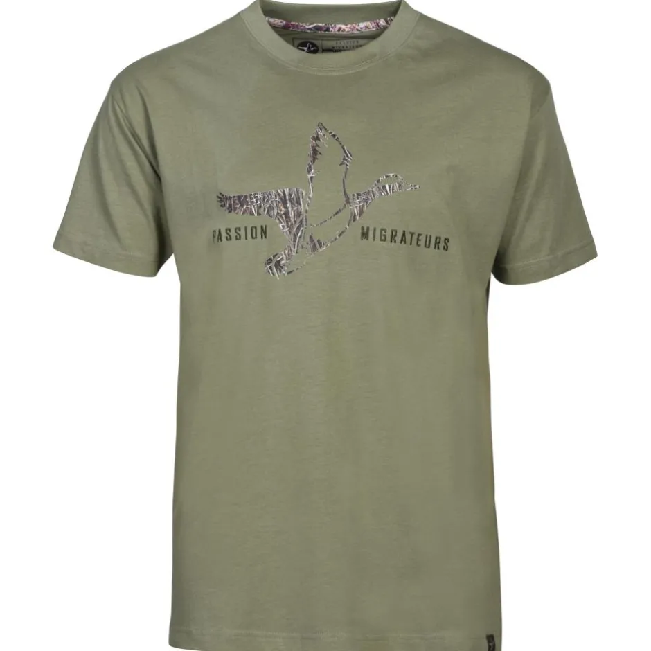 Homme PERCUSSION T-SHIRT HOMME PASSION MIGRATEUR KAKI