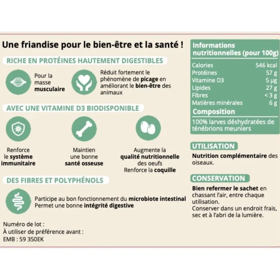TERZEO VOS ANIMAUX VERS DE FARINE DESHYDRATES 200G