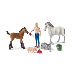 Enfant SCHLEICH VISITE DU VETERINAIRE PR JUMENT ET POULAIN